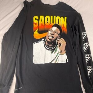 Nike Black Long Sleeve Saquon Barkley Tee with Graphic Print